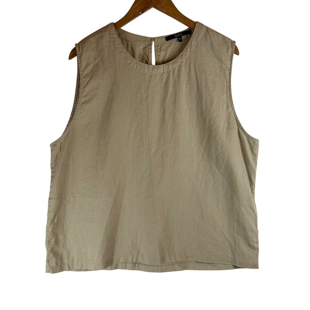Quince 100% European Linen Sleeveless Shell Top Tan Beige XL